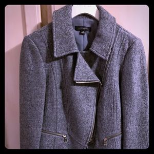Ann Taylor wool blend grey moto jacket